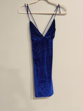Lucy in the Sky Blue Sparkle Velvet Strappy Back Mini Dress
